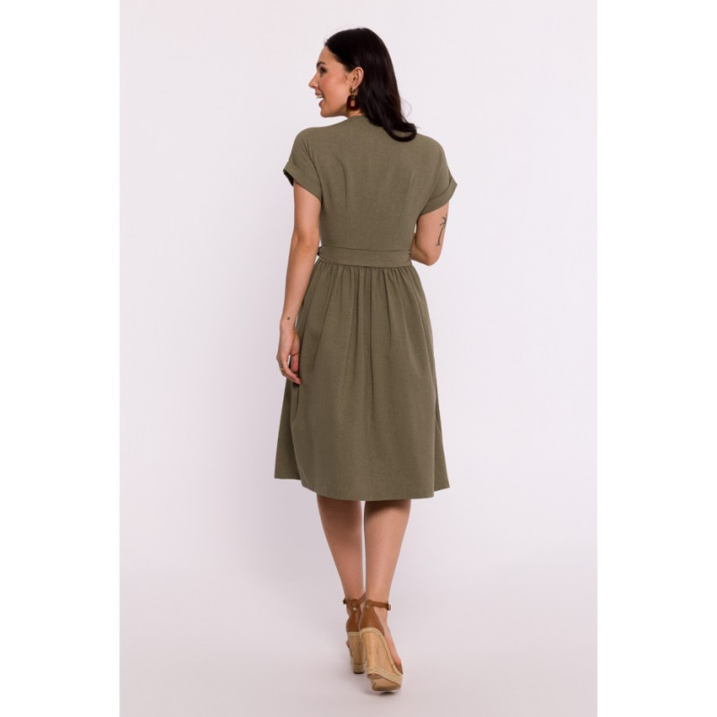 B279 Wraped dress tied in the waist - olive green 2