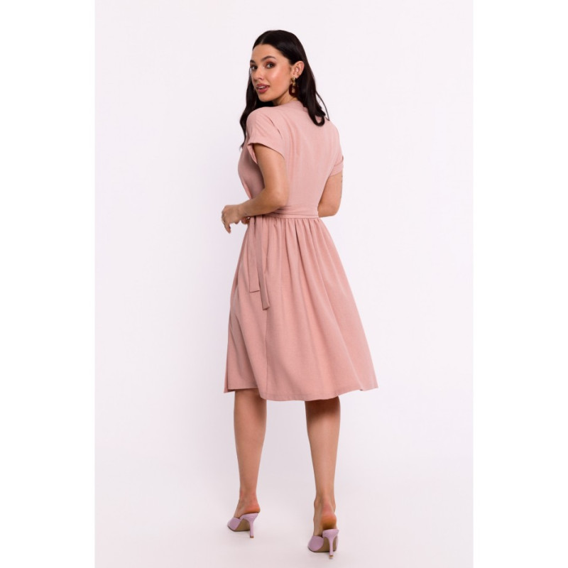 B279 Wraped dress tied in the waist - pink 2