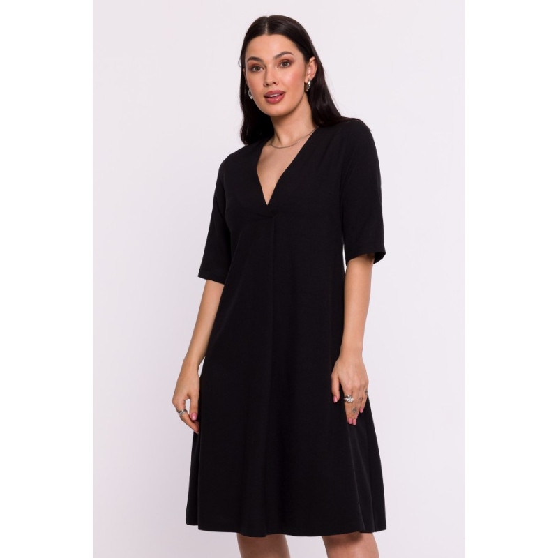 B280 V-neck trapeze dress - black 2