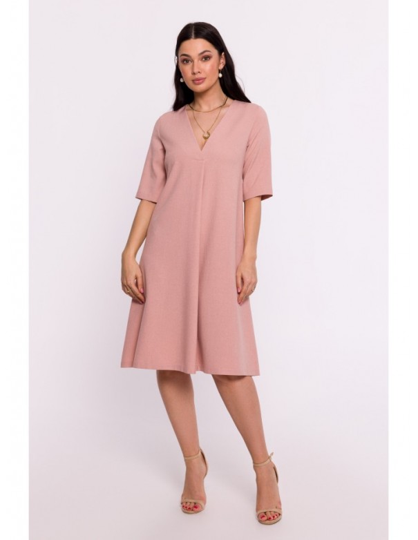 B280 V-neck trapeze dress - pink