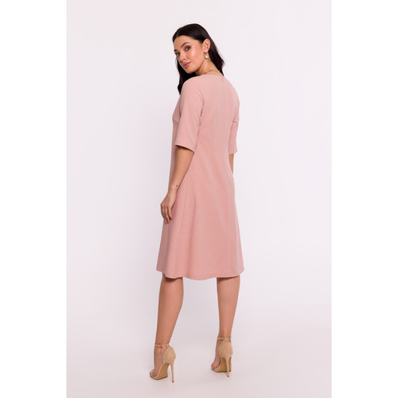B280 V-neck trapeze dress - pink 2