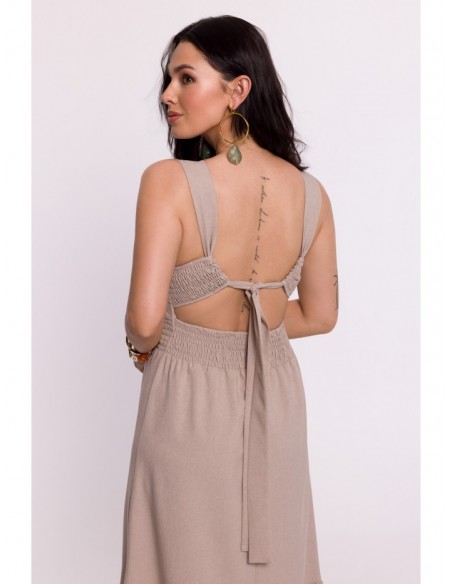 B281 Open back maxi dress - beige