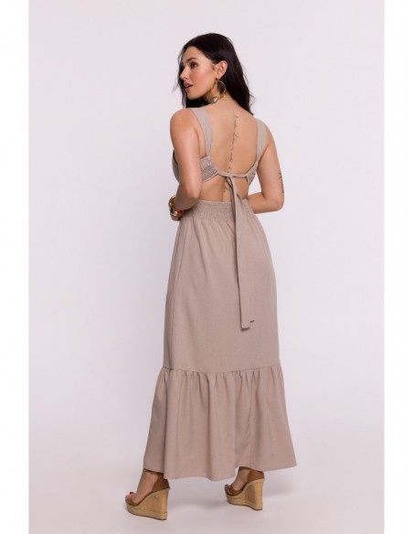 B281 Open back maxi dress - beige