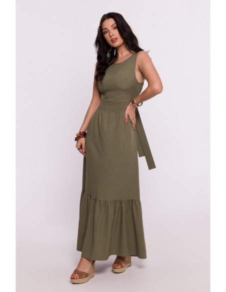 B281 Open back maxi dress - olive green