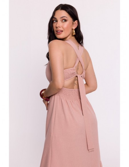 B281 Open back maxi dress - pink