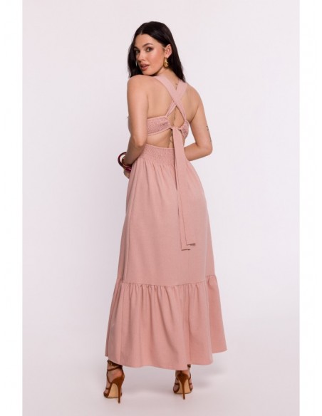 B281 Open back maxi dress - pink