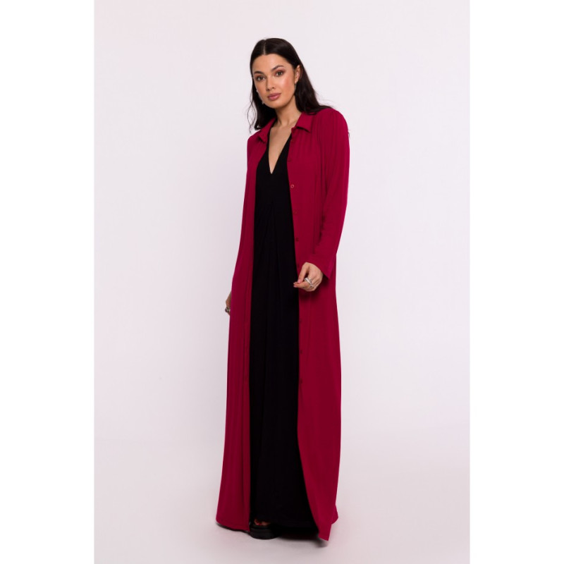 B285 Button down maxi dress - maroon 2