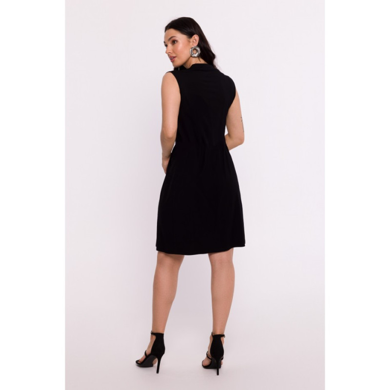 B286 Viscose mini dress with V-neck - black 2