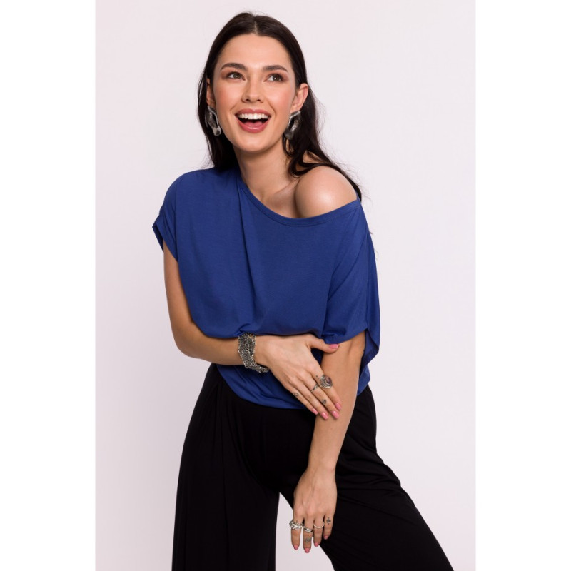 B287 Viscose top with an off-shoulder neckline - blue 2