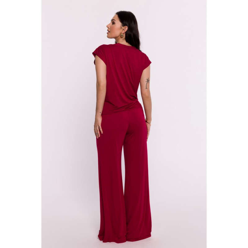 B288 Viscose wrap top with V-neck - maroon 2