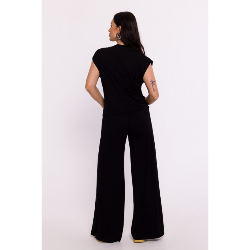 B288 Viscose wrap top with V-neck - black 2