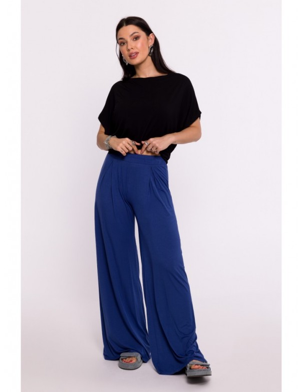 B289 Viscose trousers with elasticated waistband - blue