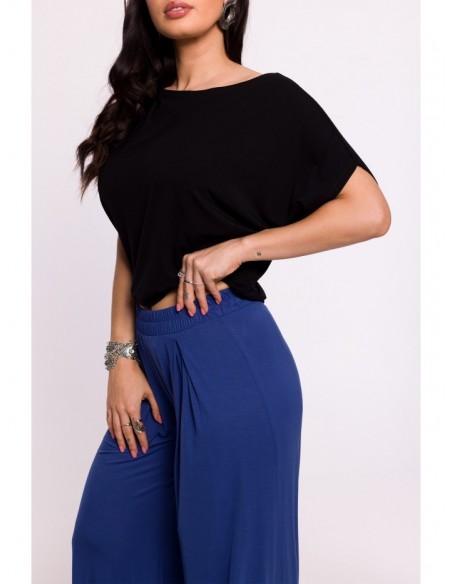 B289 Viscose trousers with elasticated waistband - blue