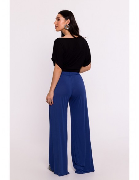 B289 Viscose trousers with elasticated waistband - blue