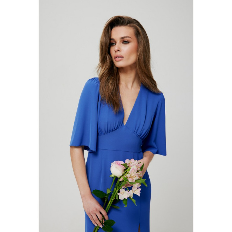 K183 Maxi dress with high leg split - blue 2