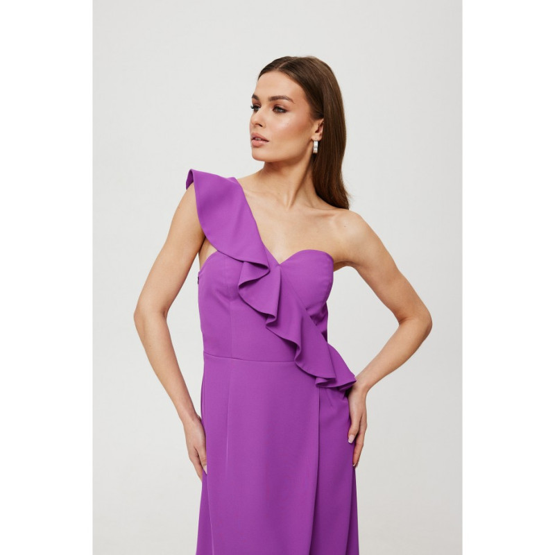 K185 One shoulder ruffled dress - lavender 2