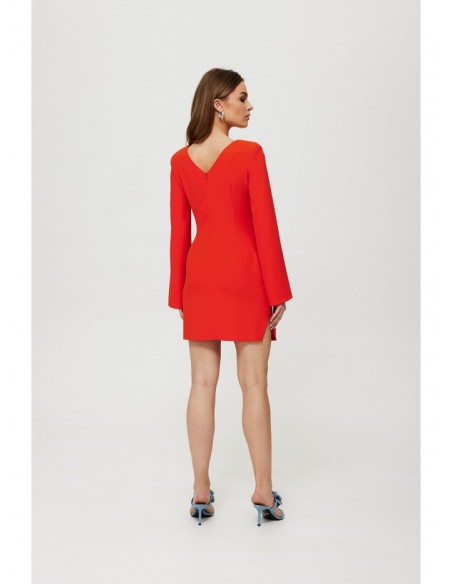 K190 Mini dress with split sleeves - red