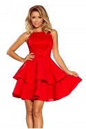  205-1 LAURA flared dress with lace - red 