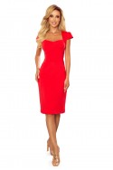  318-1 Midi dress with a nice neckline - red 