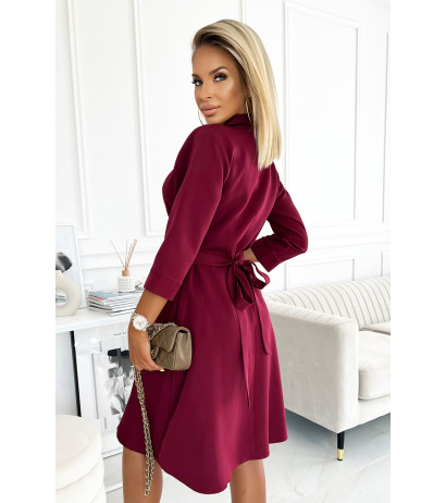  286-5 SANDY Flared shirt dress - Burgundy color  2