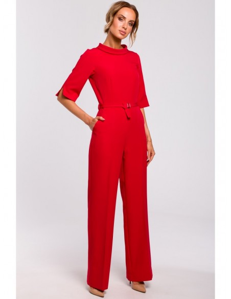 M463 Jumpsuit with a stand-up collar - red