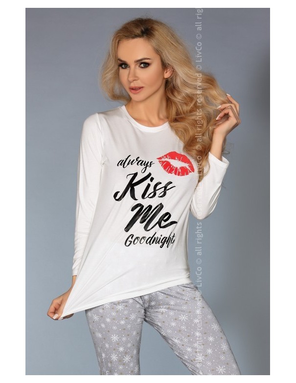 Piżama Sweet Kiss 109 Ecru-szara