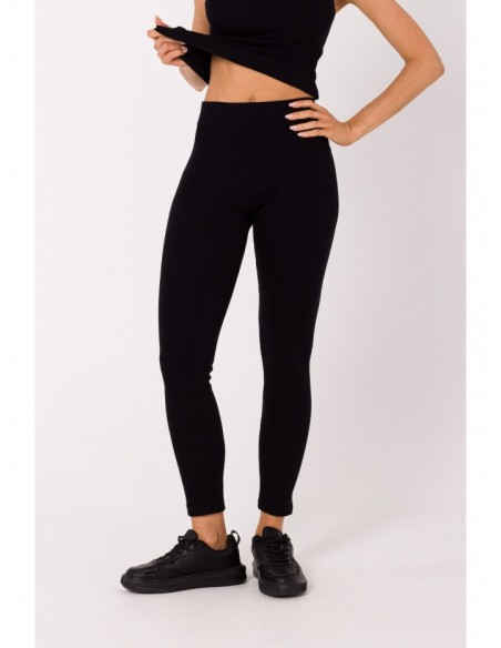 M734 Ribbed knit leggings - black