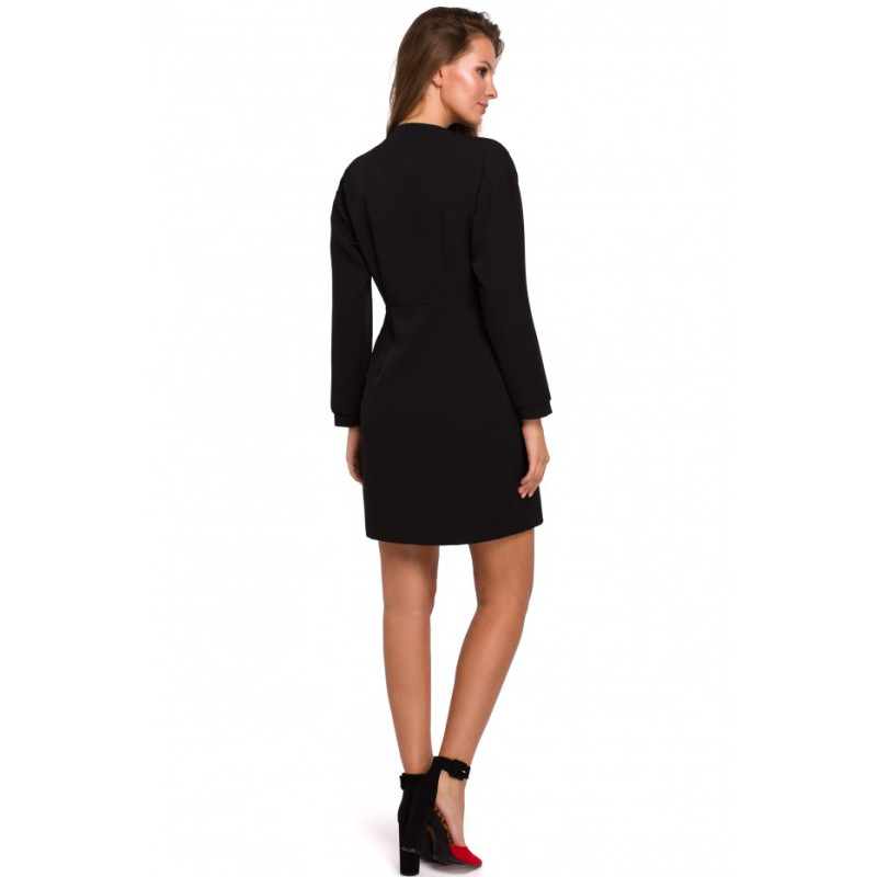 K034 Wrap dress with a single button closure - black 2
