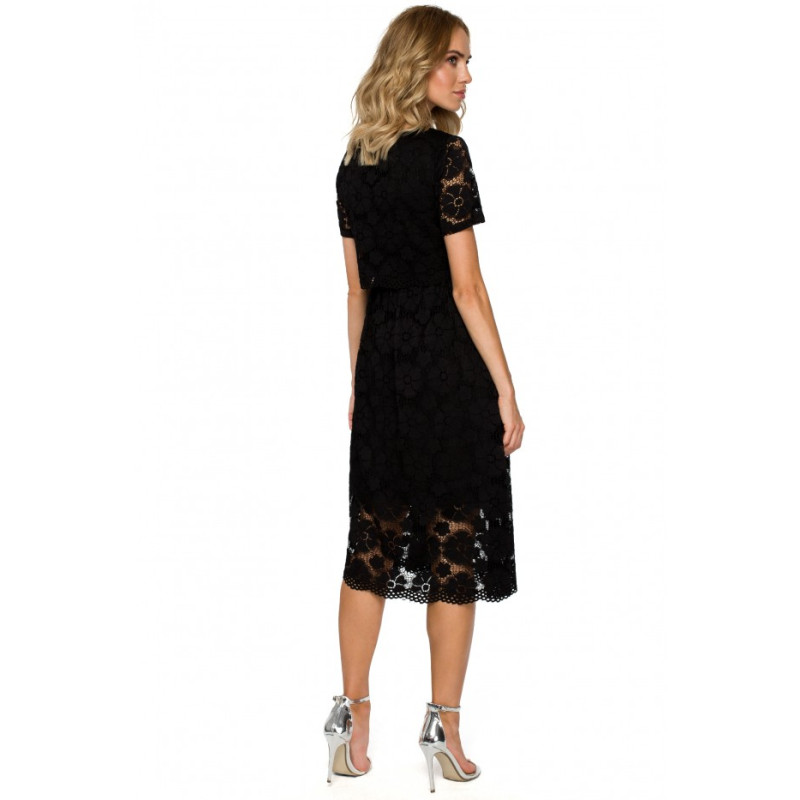 M405 lace crop top midi dress - black 2