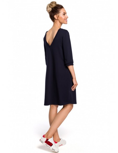 M417 Shift dress with a plunging back neckline - navy blue