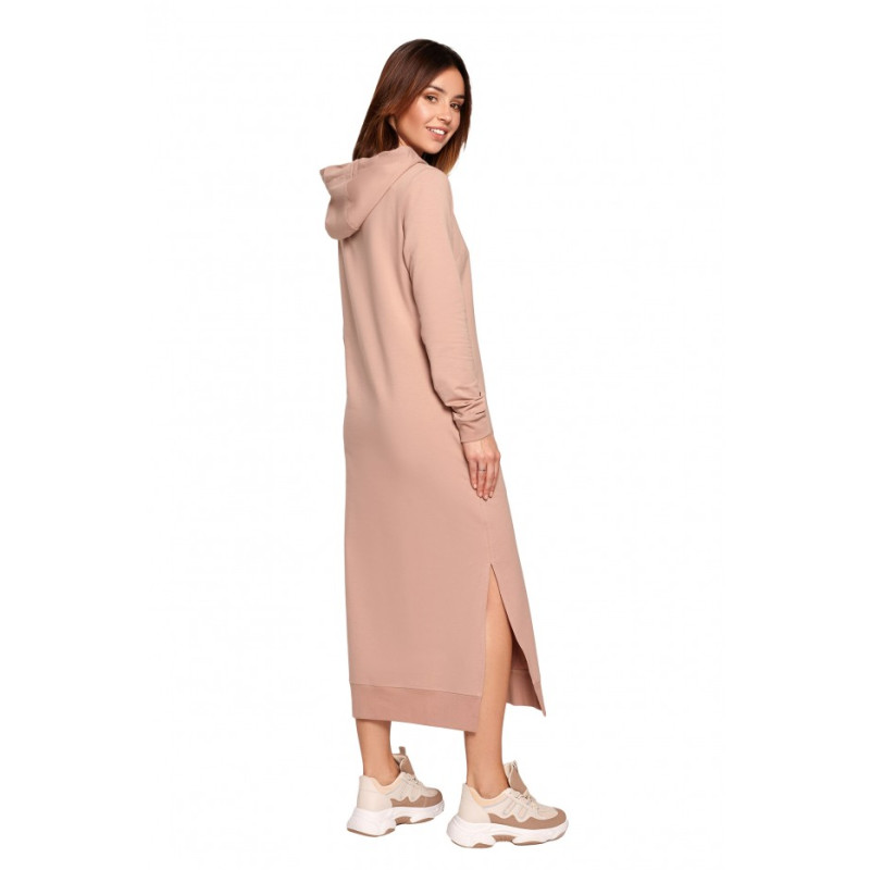 B197 Midi Dress With A Hood - mocca 2