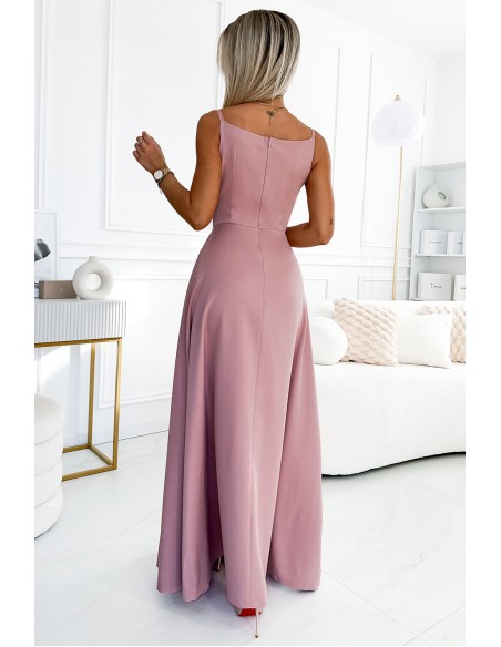  299-16 CHIARA elegant maxi dress with straps - dirty pink 