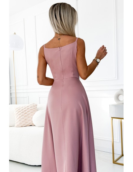  299-16 CHIARA elegant maxi dress with straps - dirty pink 