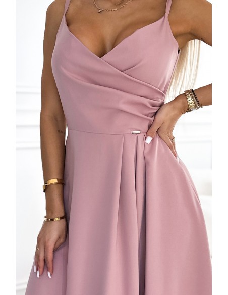  299-16 CHIARA elegant maxi dress with straps - dirty pink 