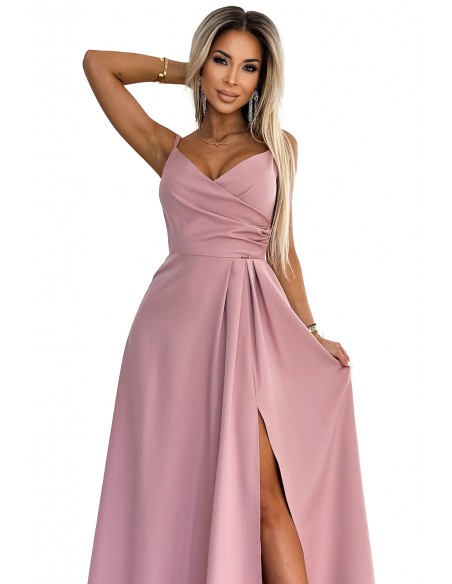  299-16 CHIARA elegant maxi dress with straps - dirty pink 