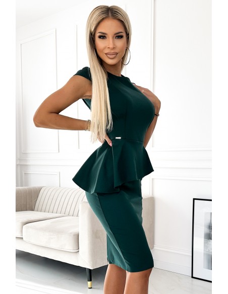  192-15 Elegant midi dress with frill - green 