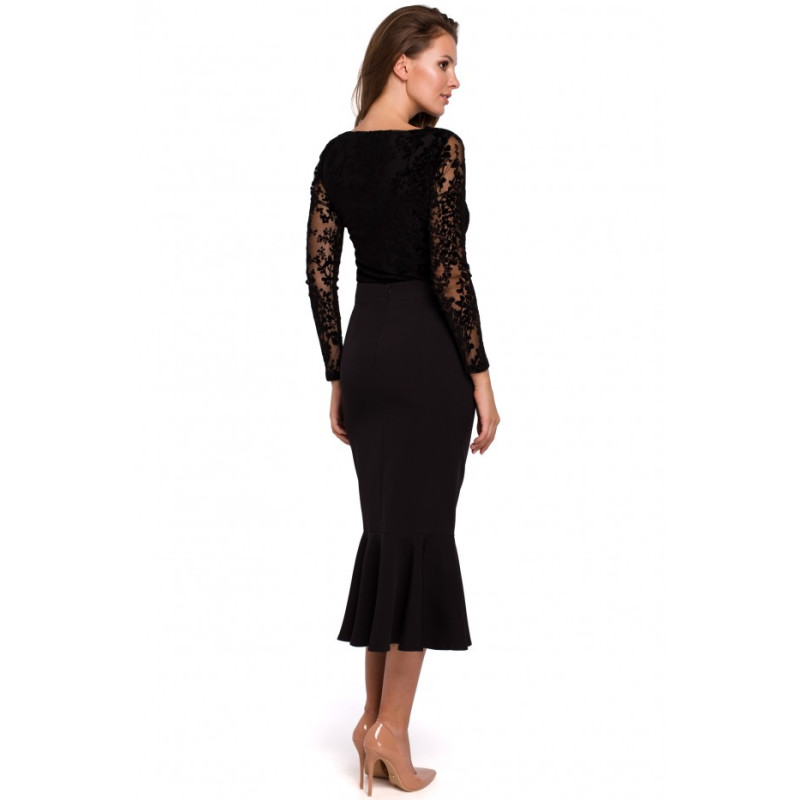 K025 Ruffled pencil skirt - black 2