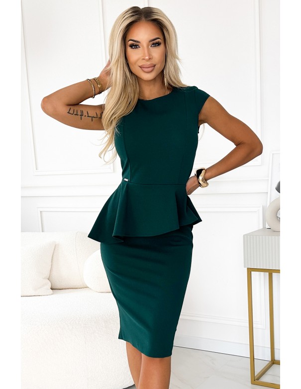  192-16 Elegant midi dress with frill - green 