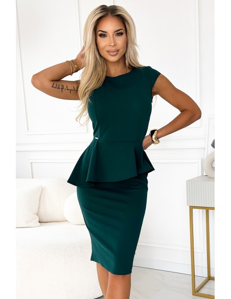  192-16 Elegant midi dress with frill - green 