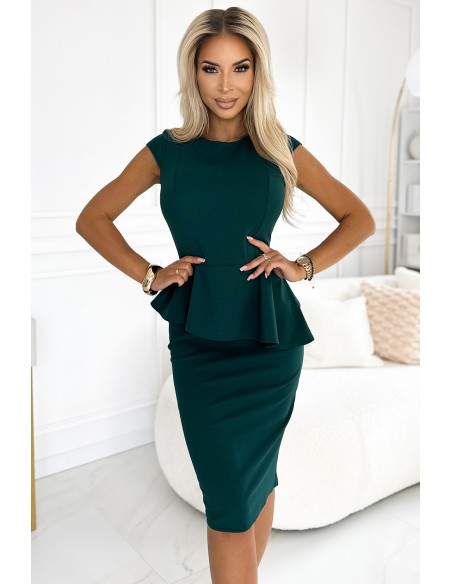  192-16 Elegant midi dress with frill - green 