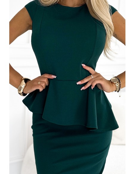  192-16 Elegant midi dress with frill - green 