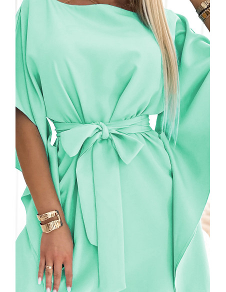  287-31 SOFIA Women's butterfly dress with a tie at the waist - mint 