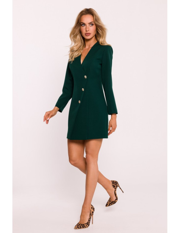 M793 Blazer dress with golden button - bottle green