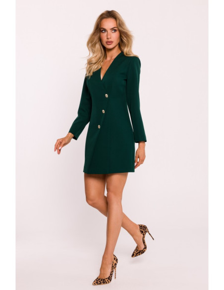 M793 Blazer dress with golden button - bottle green