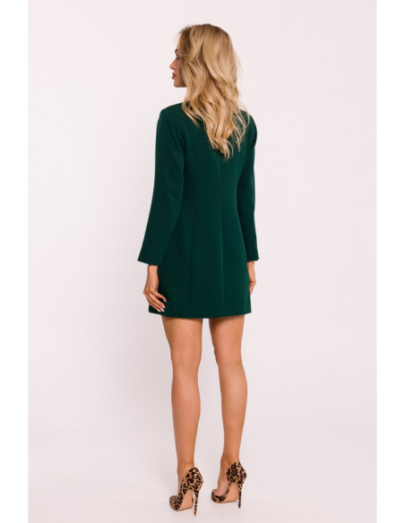 M793 Blazer dress with golden button - bottle green