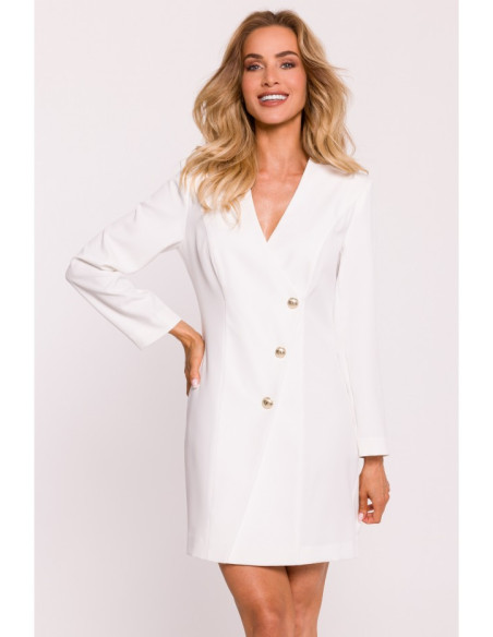 M793 Blazer dress with golden button - ecru