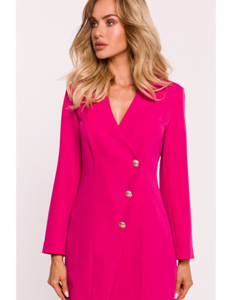 M793 Blazer dress with golden button - fuchsia