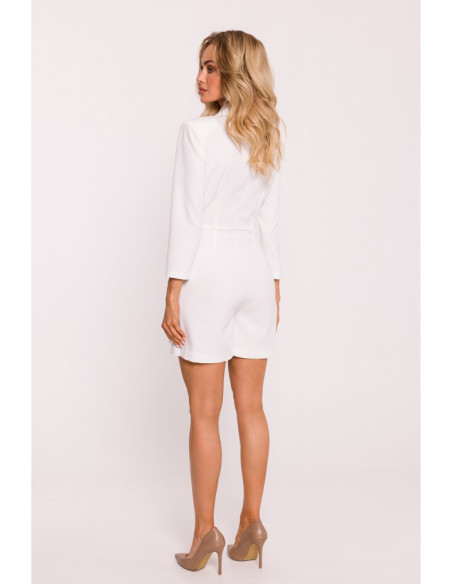 M796 Playsuit with a collar - ecru