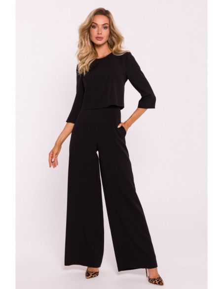 M798 Double layer top jumpsuit - black