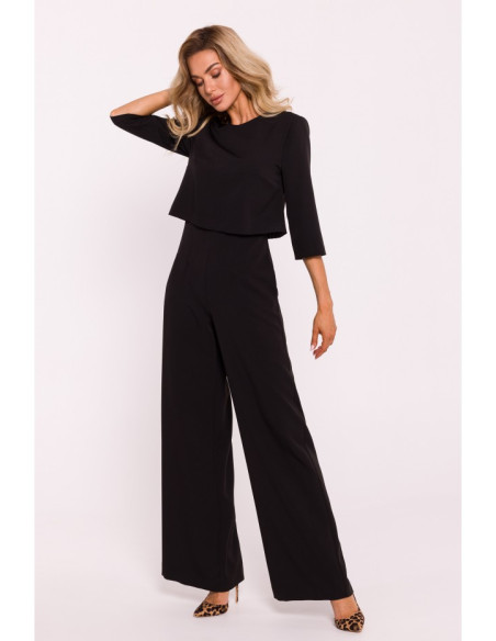 M798 Double layer top jumpsuit - black